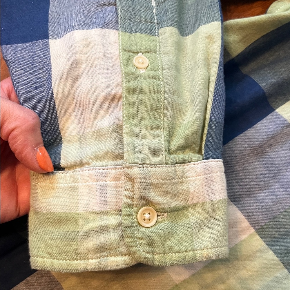 Like new Lucky Brand Men's Casual Plaid Shirt in Blue and Green - Picture 7 of 16